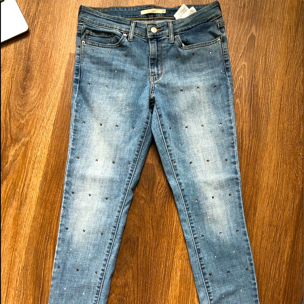 Levi’s 711 Skinny Studded Blue Jeans